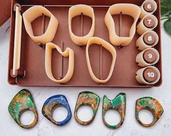 SweetyBijou Ring Maker Toolkit Set 3 – 5 Unique Shapes + 5 Ring Size Cutters (US 6–10)