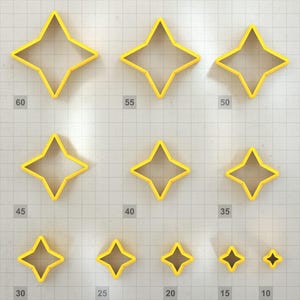 Star 4-Pointed, Wide - Set of 11 Clay Cutters Plastic Cutters SweetyBijou Tools