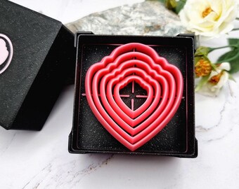 Heart Shield Polymer Clay Imprint Cutter Set #16 - Emboss and Cut