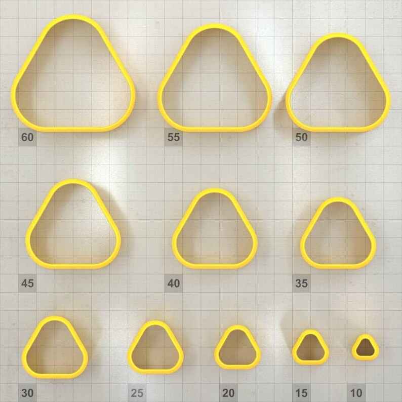 Triangle Extra-Rounded - Set of 11 Polymer Clay Cutters Plastic Cutters SweetyBijou Tools