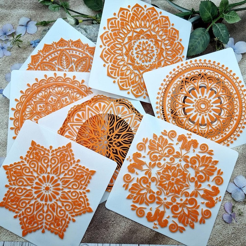 Juego de texturas de mandala para arcilla polimérica - 7 diseños, 10 o 12 cm imagen 5
