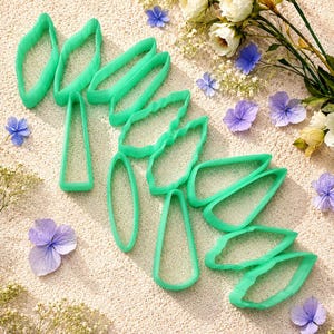 Long Polymer Clay Earring Cutter Bundle #1 - 6 cm Shapes image 3