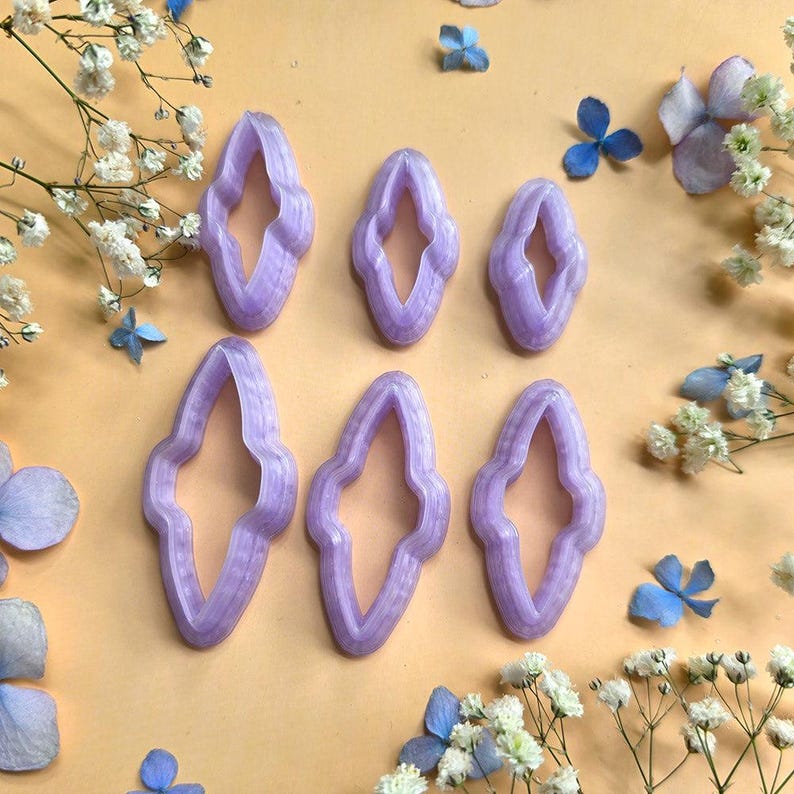 Notched Marquise Pendant Bail Clay Cutter Set #6 - 6 Sizes, 2.5-5 cm image 1