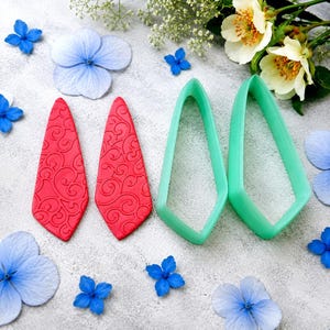 Emporte-pièces pour boucles d'oreilles en pâte polymère en forme de cerf-volant long, paire n° 11 - 6 cm image 7