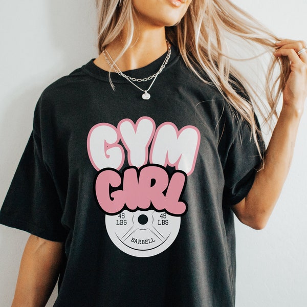 Cute Gym Girl Oversized Tshirt Gift for Girlfriend or Wife, Best work out clothes with girly designs for weightlifting, Muscle mommy tshirt