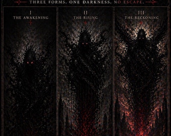 TRILOGY of PURE EVIL – 3 Piece Dark Gothic Wall Art, Shadow Entity Horror Prints, Sinister Occult Decor, Spine-Chilling Black Aesthetic Set