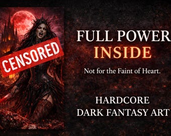 Arte mural gótico censurado / Reina vampiro de fantasía oscura / Lámina de terror de luna de sangre / Decoración gótica / Arte mural de brujas / “Poder total en el interior”