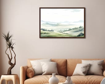 Minimalistische bergaquarelprint: landschapsmuurkunst (digitale download)