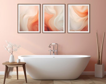 Abstracte muurkunstprints: set van 3, vloeiende harmonie (digitale download)