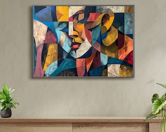 Abstracte menselijke figuurkunst: geometrische silhouetafdruk (digitale download)