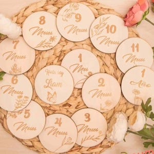 Diseño cumplemes floral, diseño cumplemes corte láser. Diseño cumplemes s SVG. Cumplemes laser cut en español, svg milestone card español