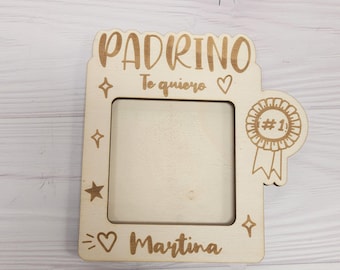 Cadre magnétique Polaroid Parrain, SVG Parrain, cadre découpé au laser Parrain, cadre photo SVG, cadre portrait découpé au laser en espagnol pour parrains