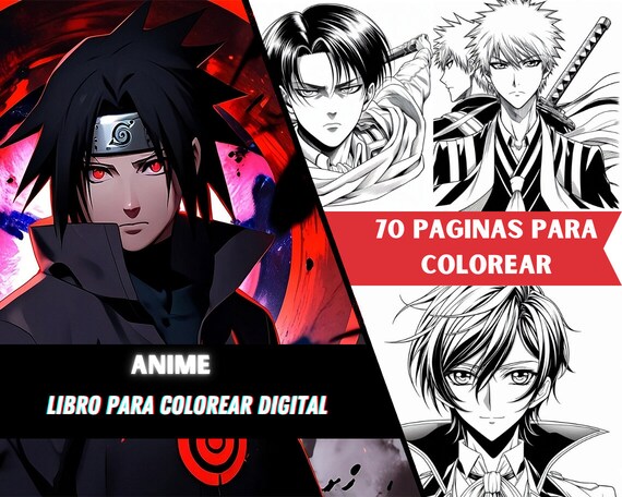 Páginas para colorear de Animes famosos: 70 diseños para adultos y niños, anime, producto digital, descarga instantánea, PDF imprimible