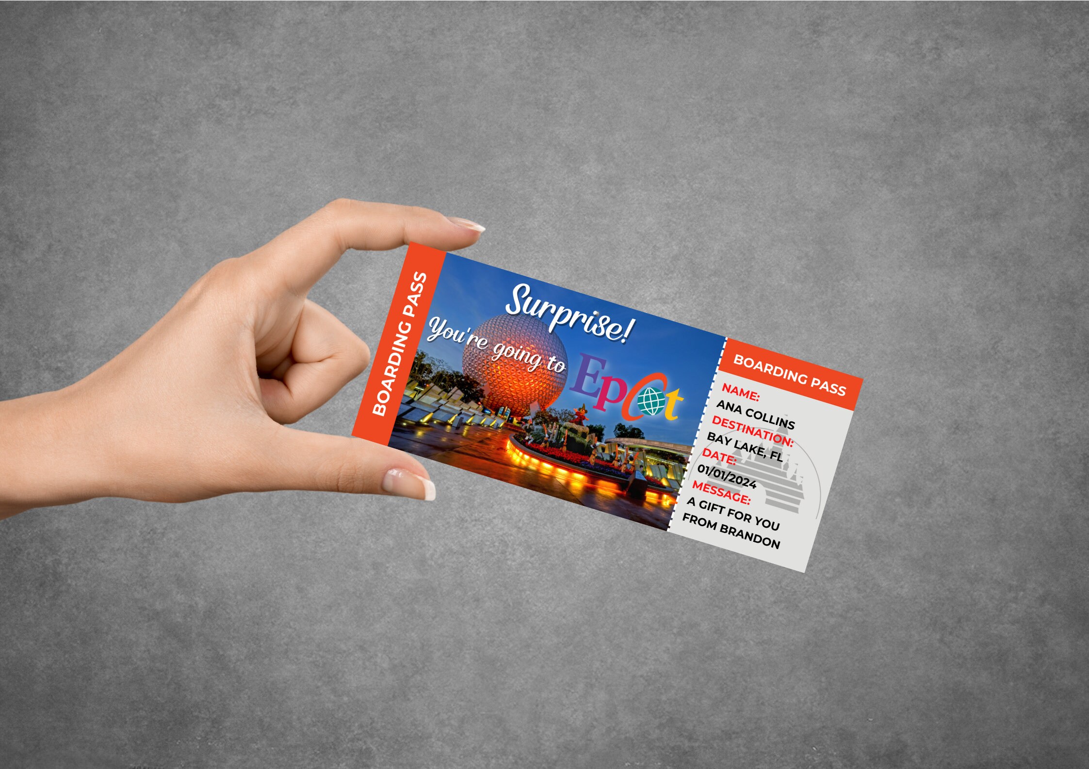 Editable Epcot Surprise Ticket Template Printable Epcot Gift - Etsy
