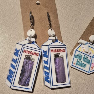 Missing Lighter Milk Carton Earrings