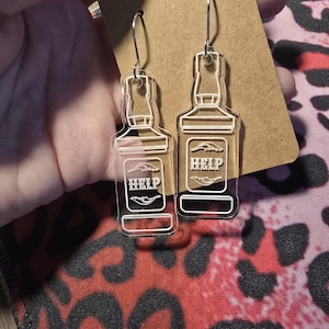 Morgan Inspired HELP Bottle Earrings
