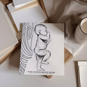 Māori Print Individuelles Geburtsposter | Personalisierte minimalistische Kinderzimmer Dekor | A2 Druck | whandi | Pepe | Neu eingetroffen | Aotearoa