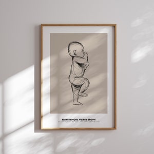 Regalo personalizado para recién nacidos / Impresión a escala 1:1 / Regalo personalizado para recién nacidos / Idea para regalo de nacimiento / Regalo para bebés / Decoración de guardería / Anuncio de recién nacido