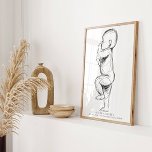 Regalo personalizado para recién nacidos / Impresión a escala 1:1 / Regalo personalizado para recién nacidos / Idea para regalo de nacimiento / Regalo para bebés / Decoración de guardería / Anuncio de recién nacido