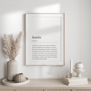 Auntie Definition Home Décor Print | Digital Download | Printable Art | Perfect Gift Idea