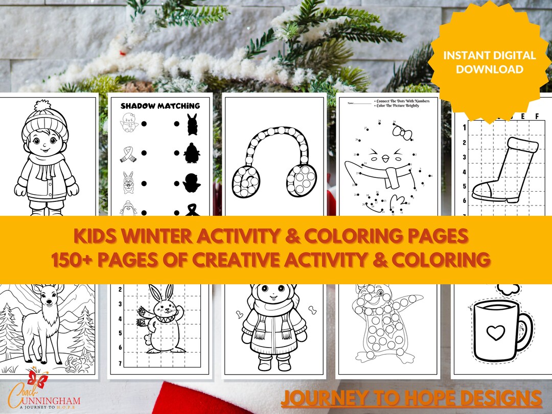 Winter Activity & Coloring Pages Printable Adult/kid - Etsy