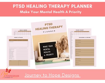 Heal with PTSD Healing Therapy Journal/Planner: Printable Mental Health Journal, PTSD Awareness, Self-Care, Gift for Women, Her, Students