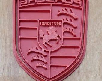 Luxury Sports Car Crest Cookie Cutter with Imprint Stamp | 2 Piece Performance Car Badge Cookie Cutter Set | Automotive Fondant Cutter | 3D