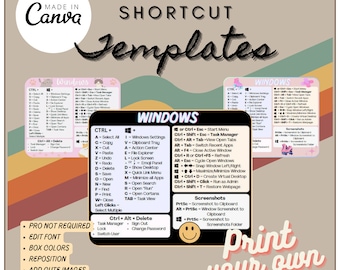 Keyboard Shortcut Sticker DIY Canva Template Cute Laptop Sticker Office Helpful Computer Keys Design Canva Download Sticker Easy Custom CTRL