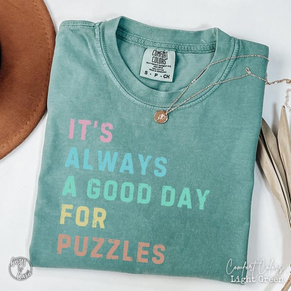 Puzzle Shirt, Good Day for Puzzles Comfort Colors T-Shirt, Green Puzzle Lover Shirt, Puzzle Mom Gift Mothers Day, Top Grandma Apparel Gift