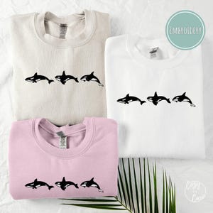 Embroidered Orca Sweatshirt, Gift for Orca Lover, Killer Whale Embroidery, Whale Lover Sweater, Ocean Lover Gifts, Embroidered Gift Nautical