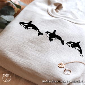 Embroidered Orca Sweatshirt, Gift for Orca Lover, Killer Whale Embroidery, Whale Lover Sweater, Ocean Lover Gifts, Embroidered Gift Nautical