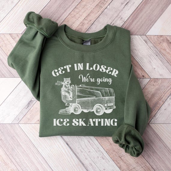 Ice Skater Sweatshirt, Feral Figure Skater Gift, Funny Skating Coach Sweater, Ice Dance Crewneck, Winter Humor Shirt, Public Skating Raccoon