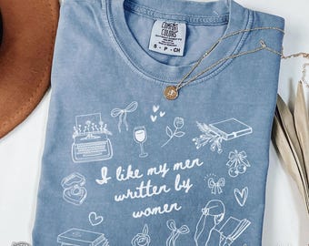 Funny Romance Reader Shirt, Romantasy Book Humor, Dark Romance Lover Gift, Bookish TShirt, Romantic Booktok Tee, I Like Men Written By Women