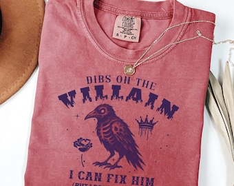 Romantasy Shirt, Dibs on the Villain Lover Bookish Saying T-Shirt, Thorns Bad Boy Tee, Dark Romance Rose TShirt, Enemies to Lovers Fantasy