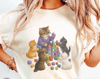 Maglietta per insegnanti di scuola primaria con gatti, maglietta per educatori di scuola materna amanti dei gatti, maglietta per asilo nido, maglietta per terapia comportamentale, maglietta per insegnanti di scuola dell'infanzia