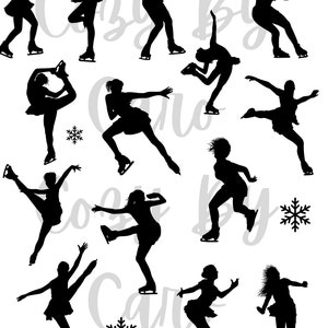 Ausdrucksstarke Eiskunstläufer SVG Cricut Pack Schlittschuhläufer Cricut SVG Skating Silhouetten Download Einzigartige Eisläufer SVG Mädchen Eiskunstlauf
