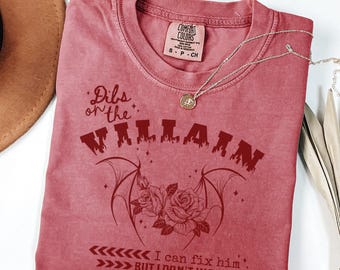 Romantasy Shirt, Dibs on the Villain Lover Bookish Saying T-Shirt, Thorns Bad Boy Tee, Dark Romance Rose TShirt, Enemies to Lovers Fantasy