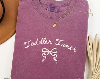 Toddler Tamer Shirt, Childcare Provider T-Shirt, Daycare Teacher Bow Shirt, Early Childhood Educator Coquette Tee, ECE Comfort Colors Top
