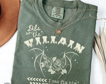 Romantasy Shirt, Dibs on the Villain Lover Bookish Saying T-Shirt, Thorns Bad Boy Tee, Dark Romance Rose TShirt, Enemies to Lovers Fantasy