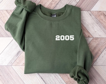 2005 Sweatshirt, 2005 College Style Number Sweater, 2005 Birthday Year Number Sweat for Women, Birthday Gift, 21th Birthday Sweatshirt