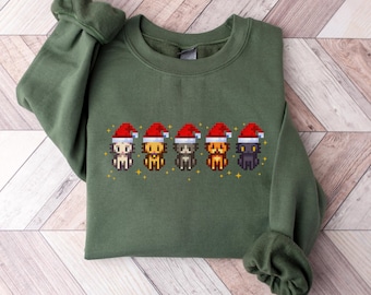 Stardew Cats Christmas Sweatshirt, Stardew Valley Pixel Art Sweater, Star Dew Videogame Holiday Shirt, Pixelated Gamer Girl XMas Gift SDV