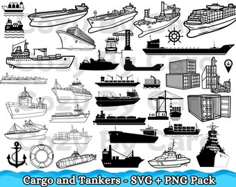 Navires de charge et navires-citernes PNG SVG marin marin fichiers de découpe Cricut bateaux bateaux marine Clipart pétrole brut pêche Mariner Ship MV