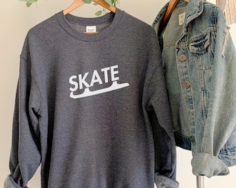 Skate Checkmark Figure Skater Blade Crewneck Sweatshirt Figure Skating Gift Ice Skate Present for Her