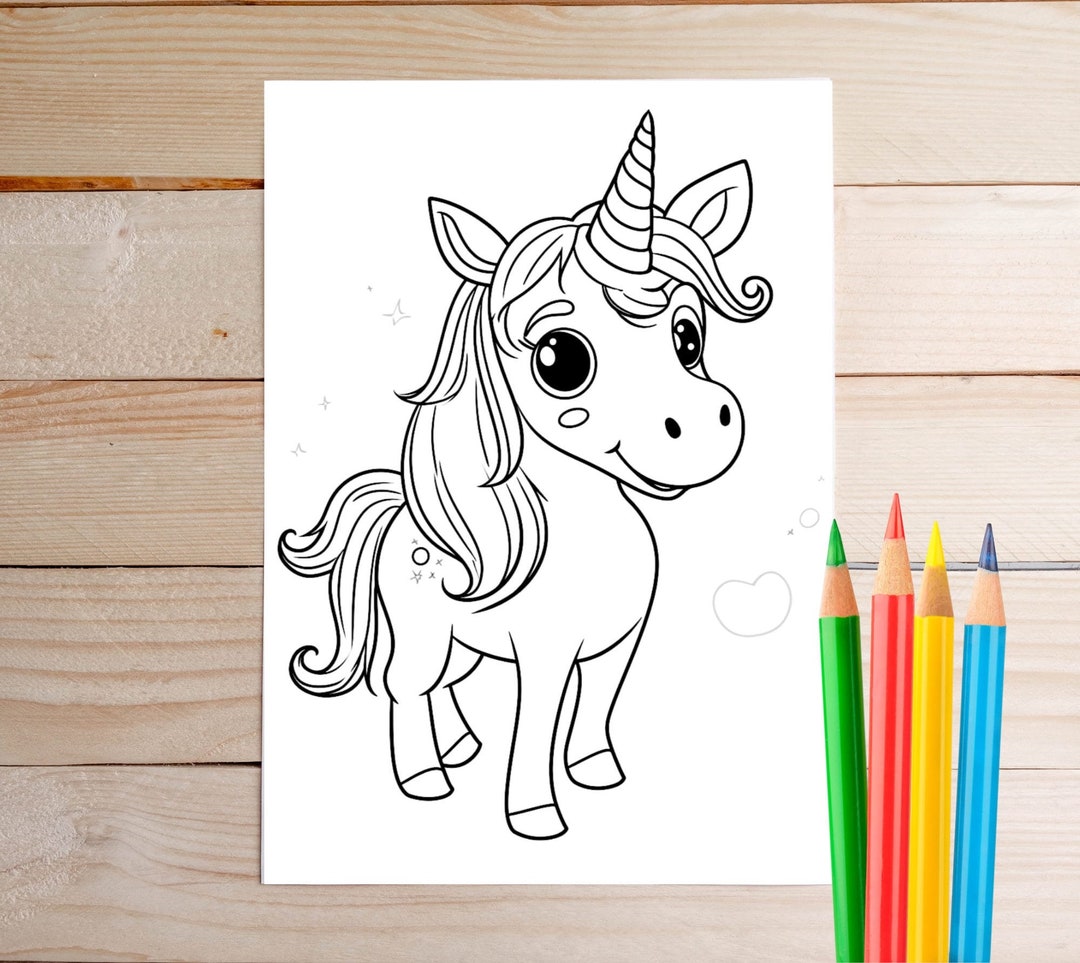 Kids Colouring 100 Unicorns Printable Pages Instant Download Colouring ...