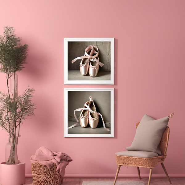 Ballet shoes  set  digital posters instant download set of 2 girls room decor