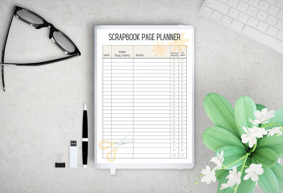 Scrapbook Page Planner Printables ,scrapbooking Planning Work Sheet Scissors - Etsy