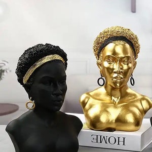 African Art Sculptures, African Decor African Kemet Women and Devine Statue,Suitable for Living Room Desktop Decor zdjęcie 1