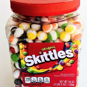 BULK TUB Freeze-Dried Skittles, Freeze dried skittles, half gallon tub, bulk skittles, tropical, wild berry, sour, original.