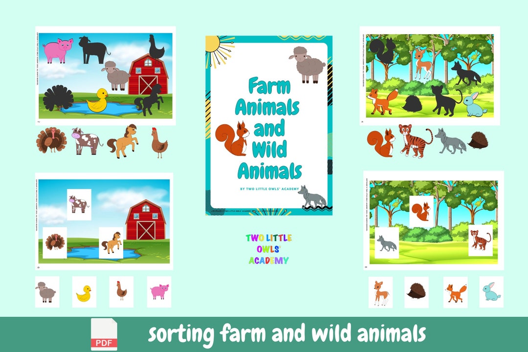 Farm Animals and Wild Animals. Printable Worksheet. Game for Kid's ...