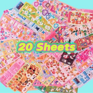 Paquete de 20 hojas de pegatinas japonesas bonitas, pegatinas decorativas de Polco, pegatinas misteriosas de K-pop, pegatinas de carga superior para álbumes de recortes, papelería, álbumes de recortes y diarios para libros de notas.